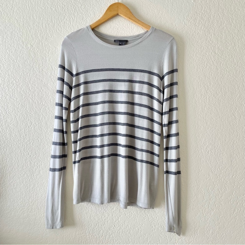 Vince long sleeve striped silk /rayon blend top